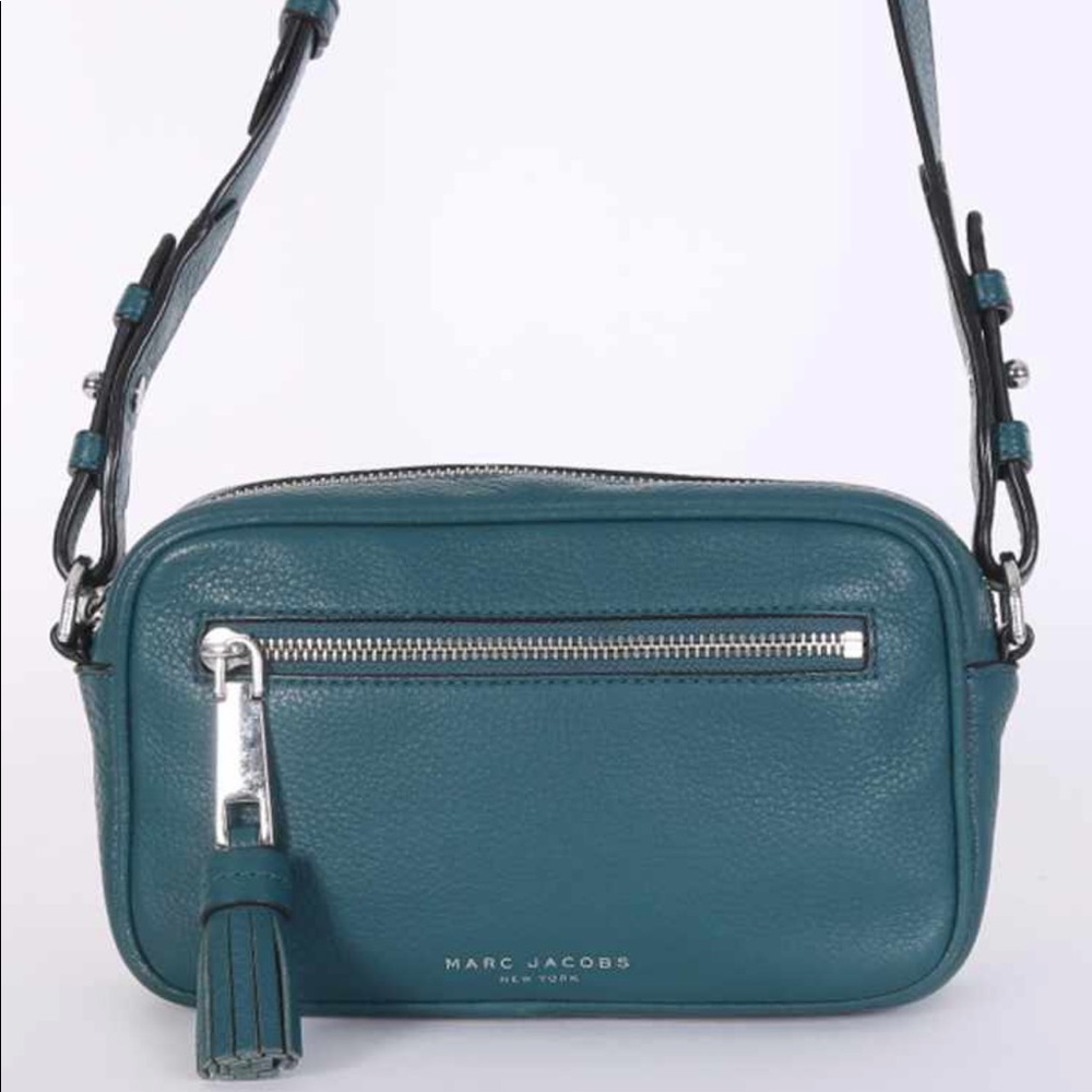 Marc Jacobs zoom leather crossbody bag deep sea